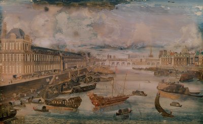 View of the Seine, the Grande Galerie of the Louvre and the College des Quatre Nations by French School